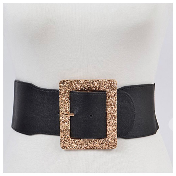 #20 Fashion Glitter Big Buckle Elastic Belt - Picture 2 of 3